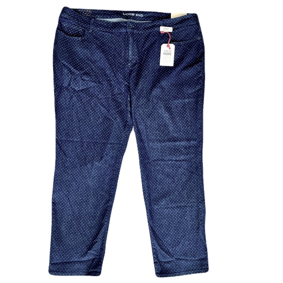 Lands' End Denim - NWT Lands End Polka Dot Dark Denim Plus Size Jeans Fit 2 Straight Leg, Size 24W